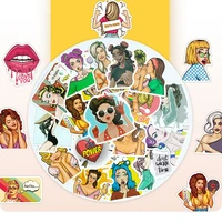 50pcs pop girl stickers hip hop pop comic stickers suitcase american drama retro girl graffiti stickers waterproof and non fadin