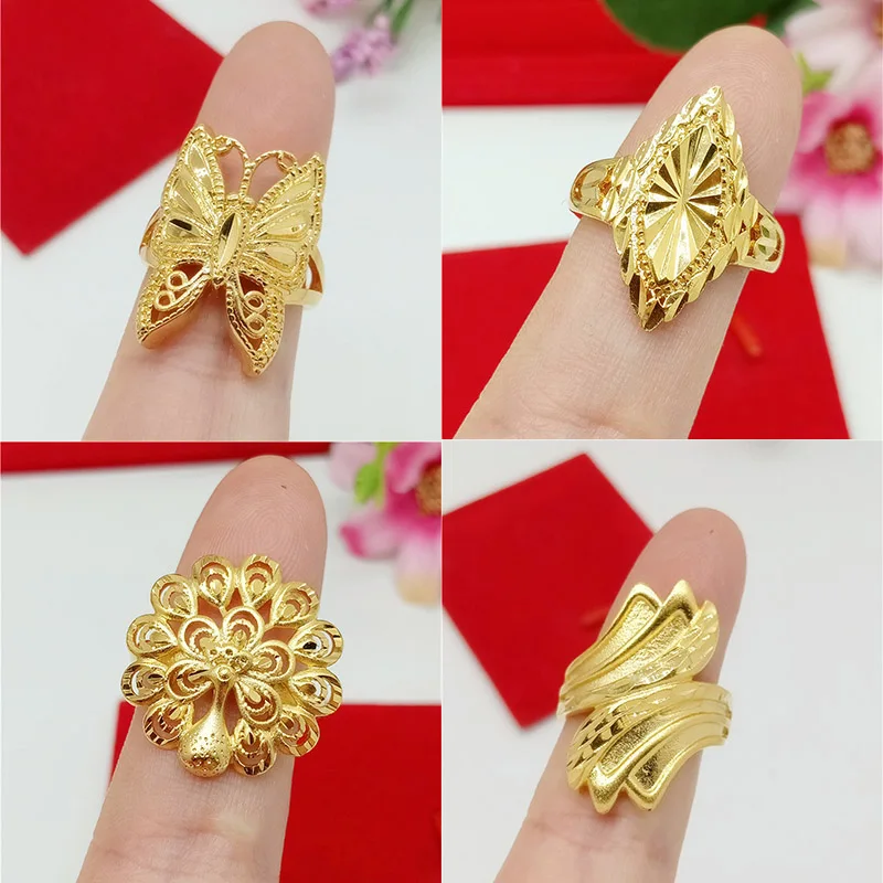 

Exaggerated Big Butterfly Adjustable Ring For Women Statement Gold Flower Open Wedding Finger Men's Ring Fashion Party Jewelry