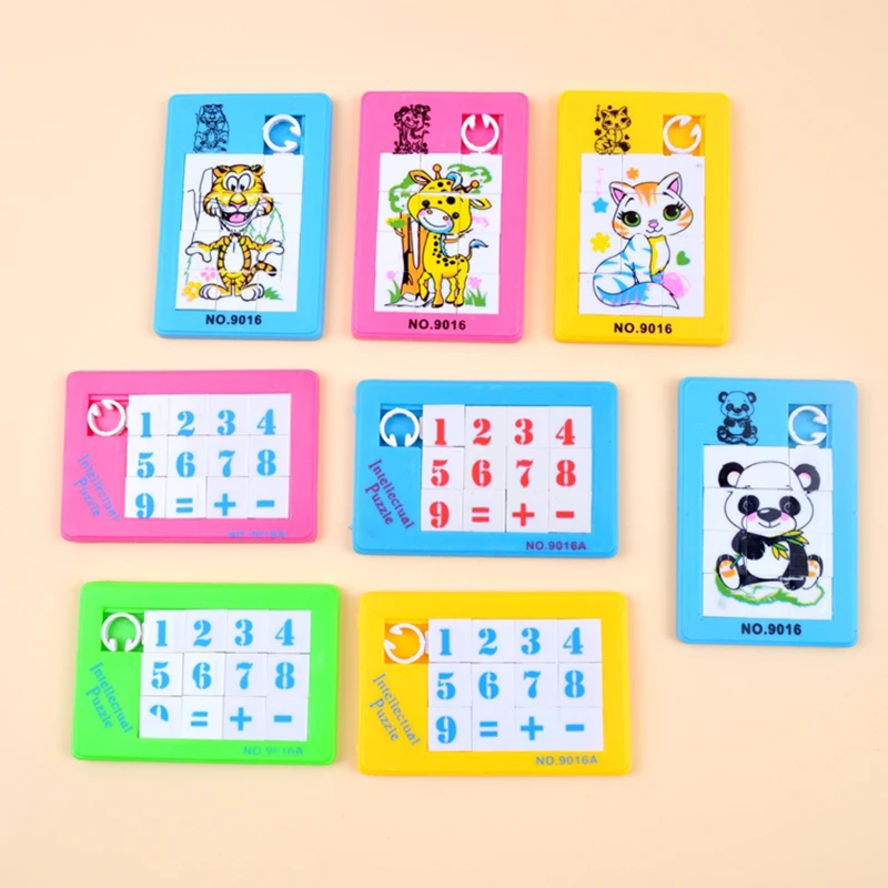 Kids Twelve Plaid Classic Slide Puzzle Logic Game Digital and Animals Pattern Plastic Jigsaw Puzzles Children Educational Toys | Игрушки и