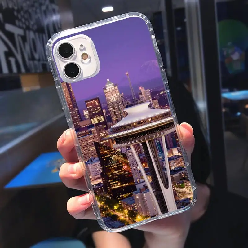 

Seattle landscape Phone Case Transparent soft For iphone 5 5s 5c se 6 6s 7 8 11 12 plus mini x xs xr pro max