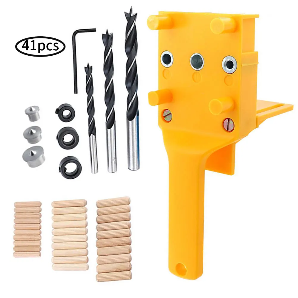 

Wood Hole Locator Straight Hole Wood Drill Jig Bit Puncher Doweling Saw Jig Set Woodworking Tools 41PCS For Wood Dowel Joints