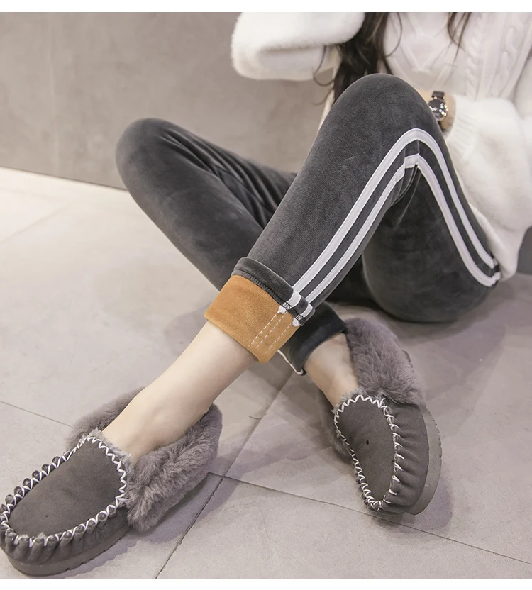 Зимние Леггинсы для беременных Толстая Регулируемая Талия Бархатная линия