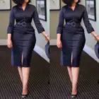 Женское платье-карандаш VITIANA, черное офисное платье с коротким рукавом, одежда в африканском стиле на лето, 2021