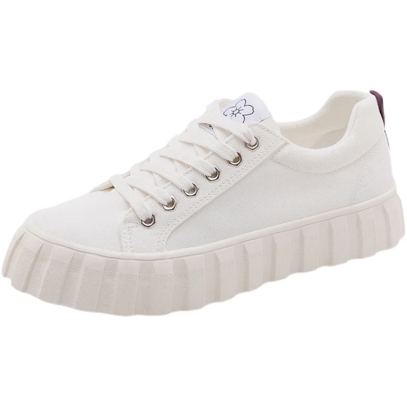 

Platform Canvas Women Shoes Retro Lace-up Ladies Casual Sneakers Outdoor Breathable Leisure Footwear Real Pictures