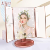 higu fold makeup mirror led touch screen cosmetic table mirrors1x2x3x10xmagnifying glass flexible180 degree adjustable base