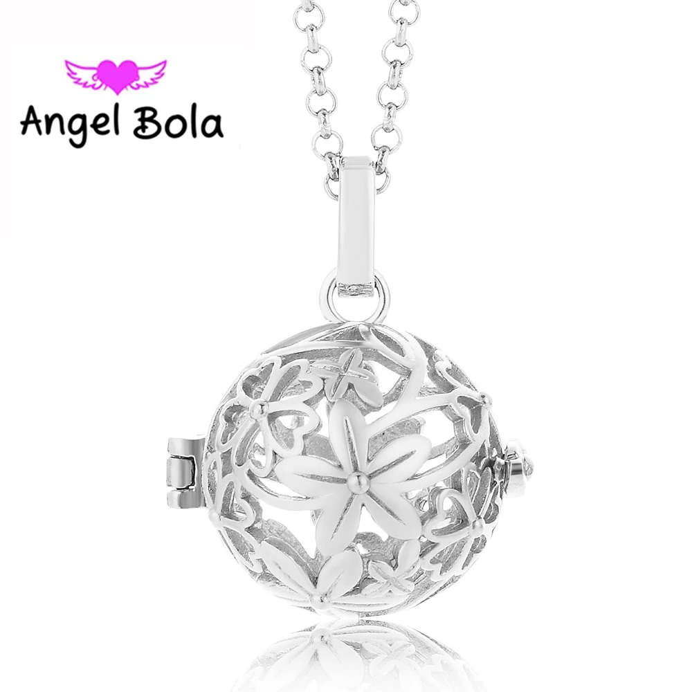 Цветочный узор диффузор эфирное масло клетка ожерелье 20 5 мм Ангел бола кулон для