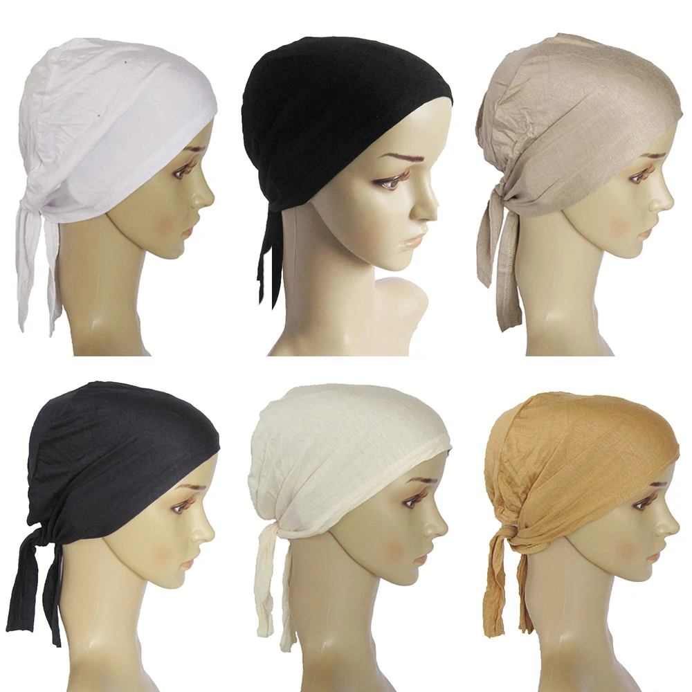 

Women Muslim Hijab Scarf Inner Hijab Caps Ladies Islamic Cross Headband Turban Headwrap Hairband Women Muslim Hijab Headscarf