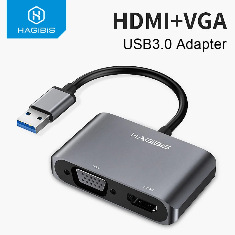 Hagibis USB3.0 к HDMI VGA адаптер 4K HD 1080 P-все в одном! многофункциональная Дисплей 2 в 1 взаимный обмен данными между компьютером и периферийными устройствами к конвертеру HDMI аудио-видео кабель для Macbook компьютер