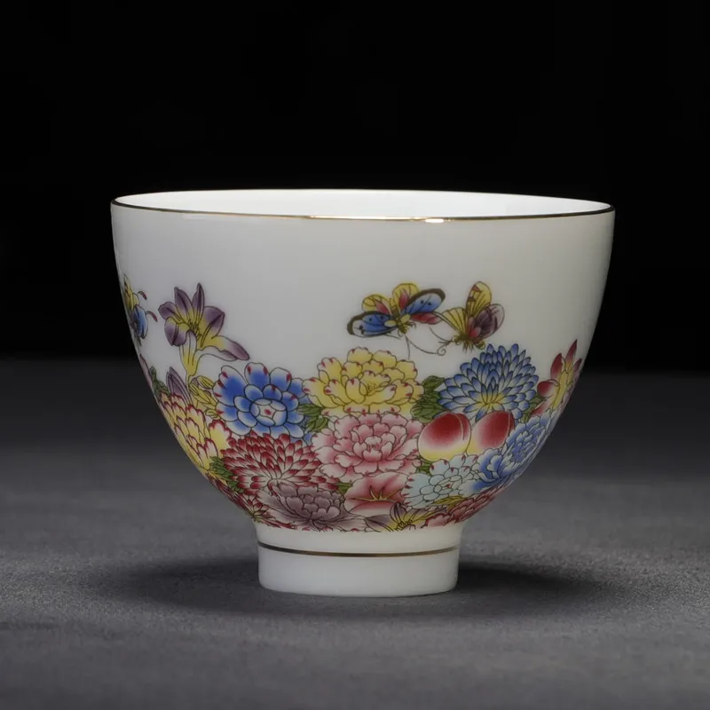 Изысканная с эмалью чайные чашки Китай искусственный чайный набор посуда для