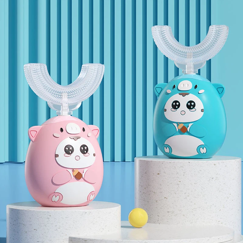 

Smart Electric Toothbrush Kids Silicon Automatic Ultrasonic Teeth Tooth Brush Cartoon Pattern Children 360 Degrees 5 Modes