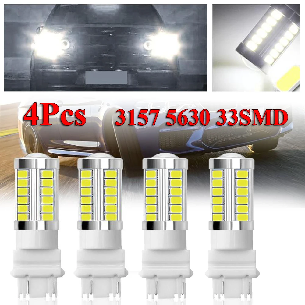 

LED Tail Turn Light Bulb 4Pcs White 3157 3457 3057 Signal 33SMD Backup Reverse Signal Lamp Car Lights Led Bulbs Car Accessories