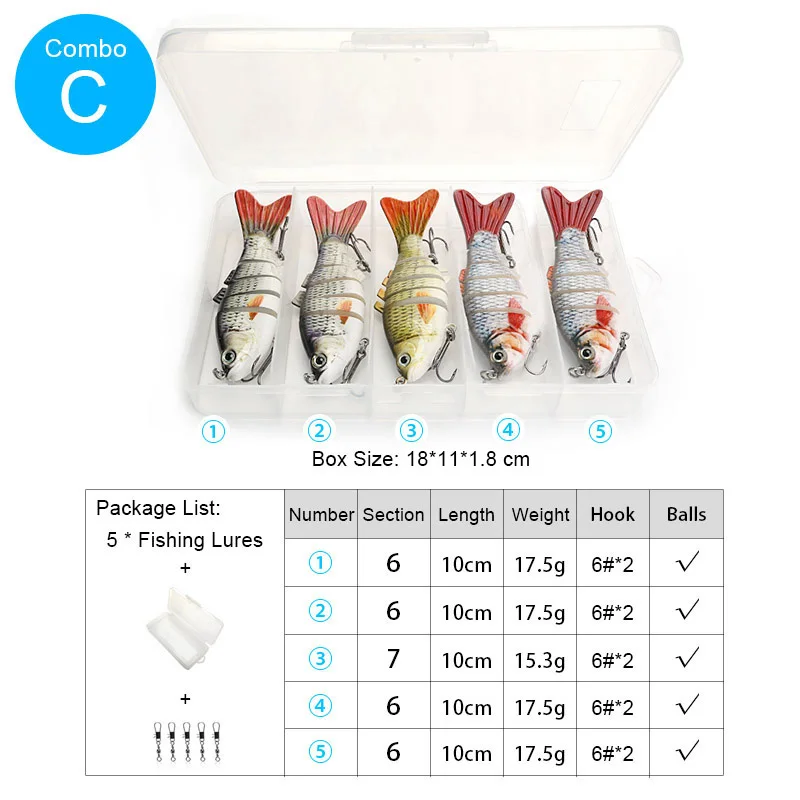 

TREHOOK 5pcs Sinking Wobbler Set Crankbaits Fishing Kit Artificial Bait Hard Lure Swimbait Pike Wobblers For Bass Fishing Tackle