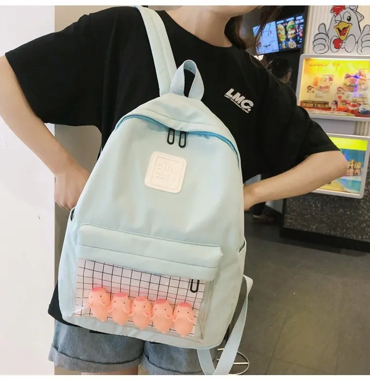 Женские рюкзаки из прозрачного холста на мягкой молнии школьные сумки плечо для