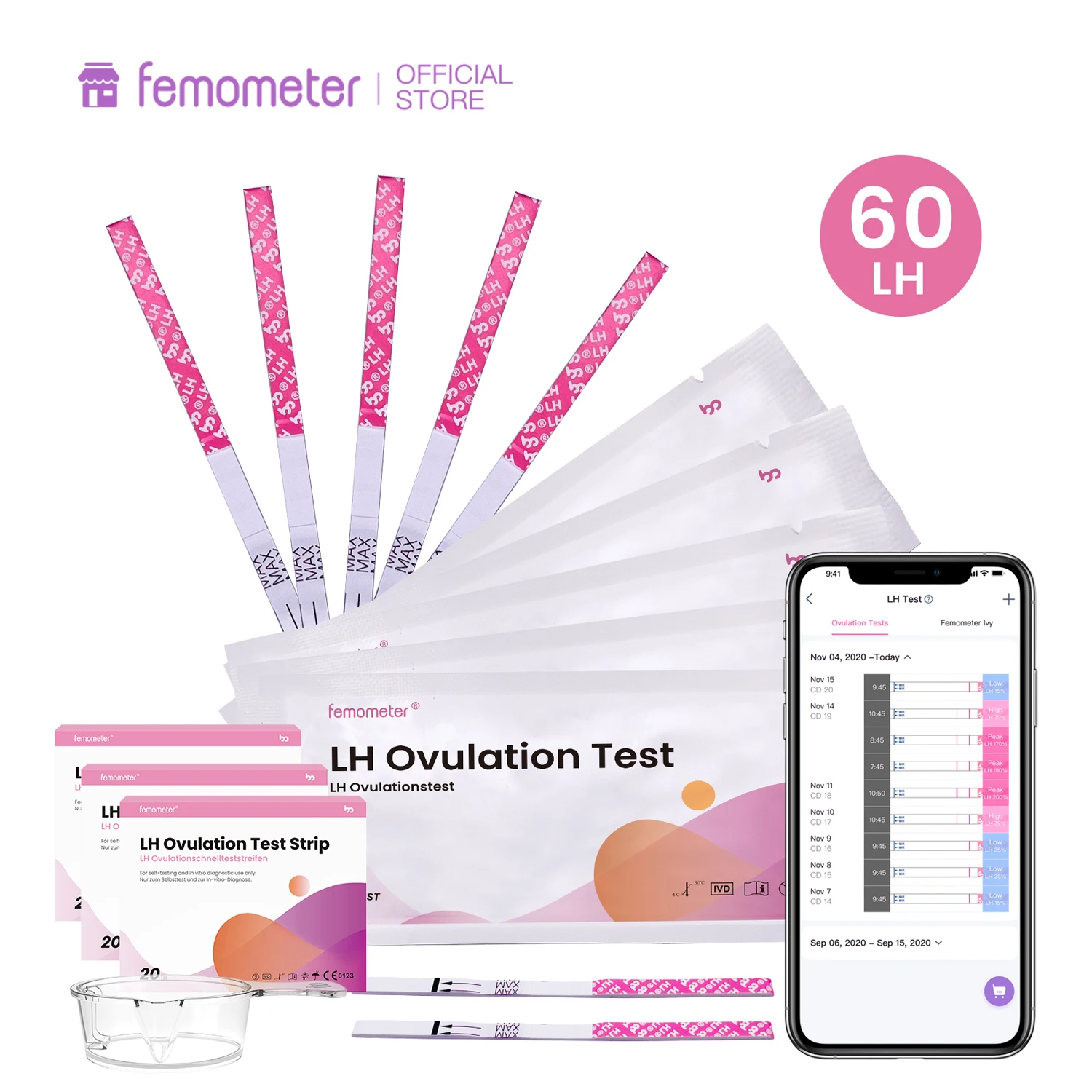 60 шт./компл. тестовые палочки Femometer LH OPK тест-полоски для овуляции набор
