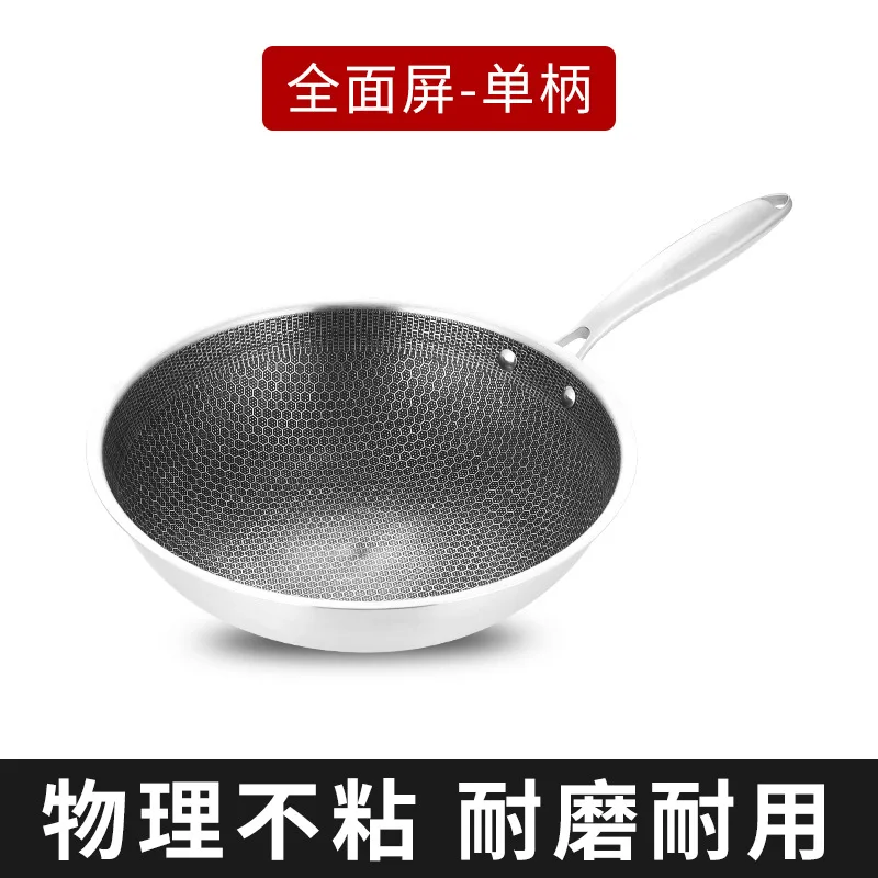 

Stainless Steel Wok Uncoated Non-stick Pan ,Frying Pan ,Gas And Induction Cooker
