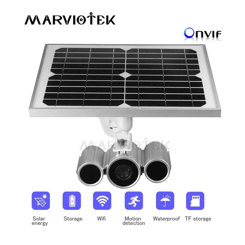 Беспроводная ONVIF ip камера wifi HD наружная Солнечная cctv видеонаблюдение P2P IP 1080P