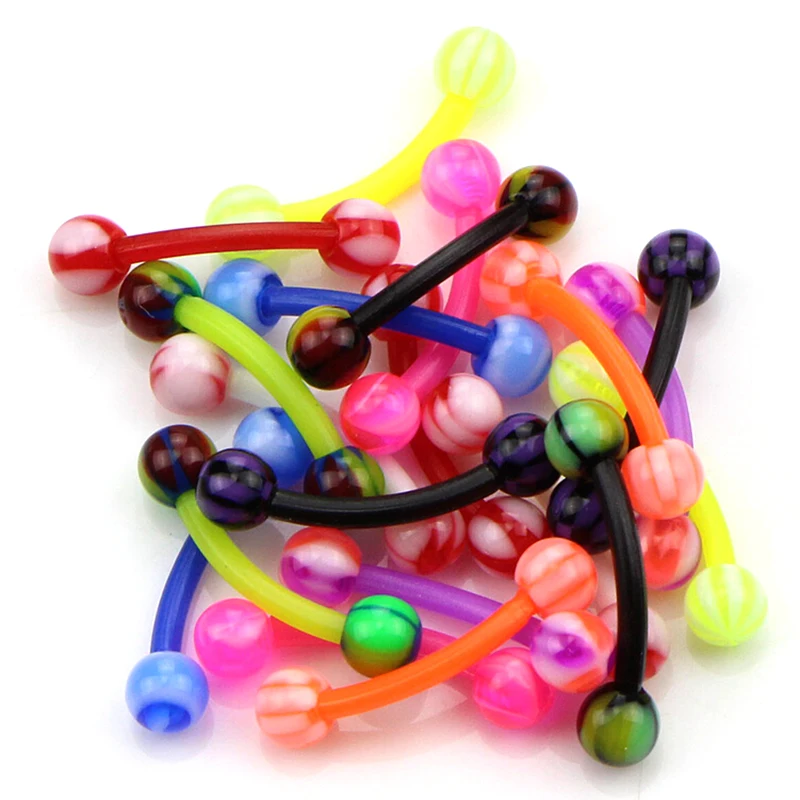 

20Pcs/Set Curved Ball Barbell Eyebrow Rings Body Bar Tragus Piercing Jewelry