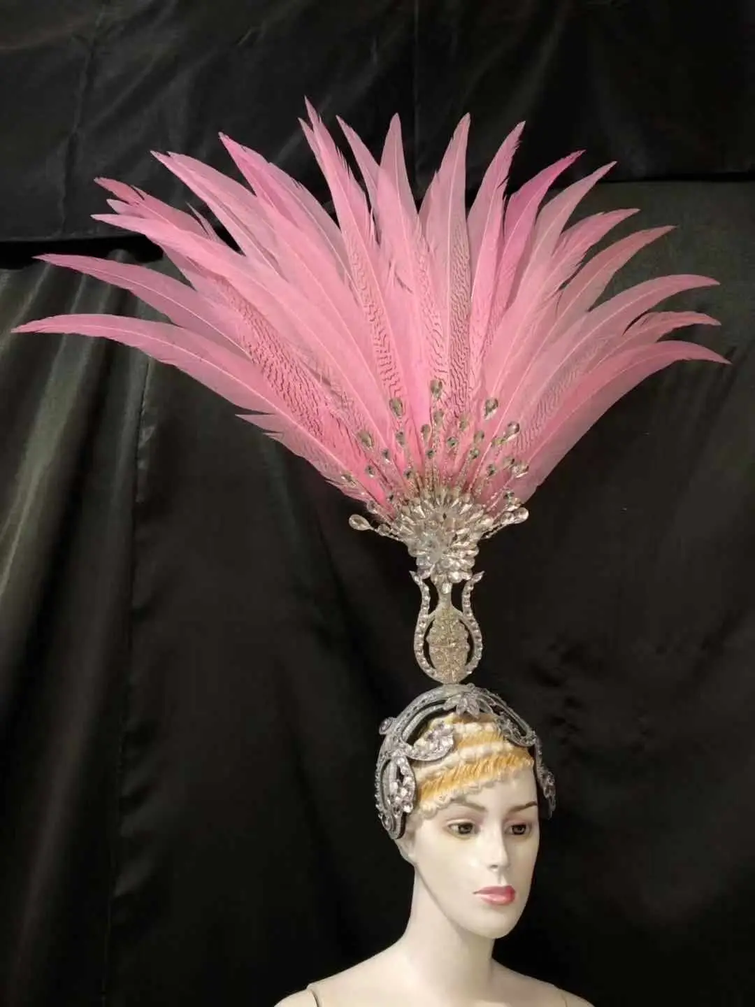 Одежда с перьями для выступлений на сцене подиума карнавала головной убор