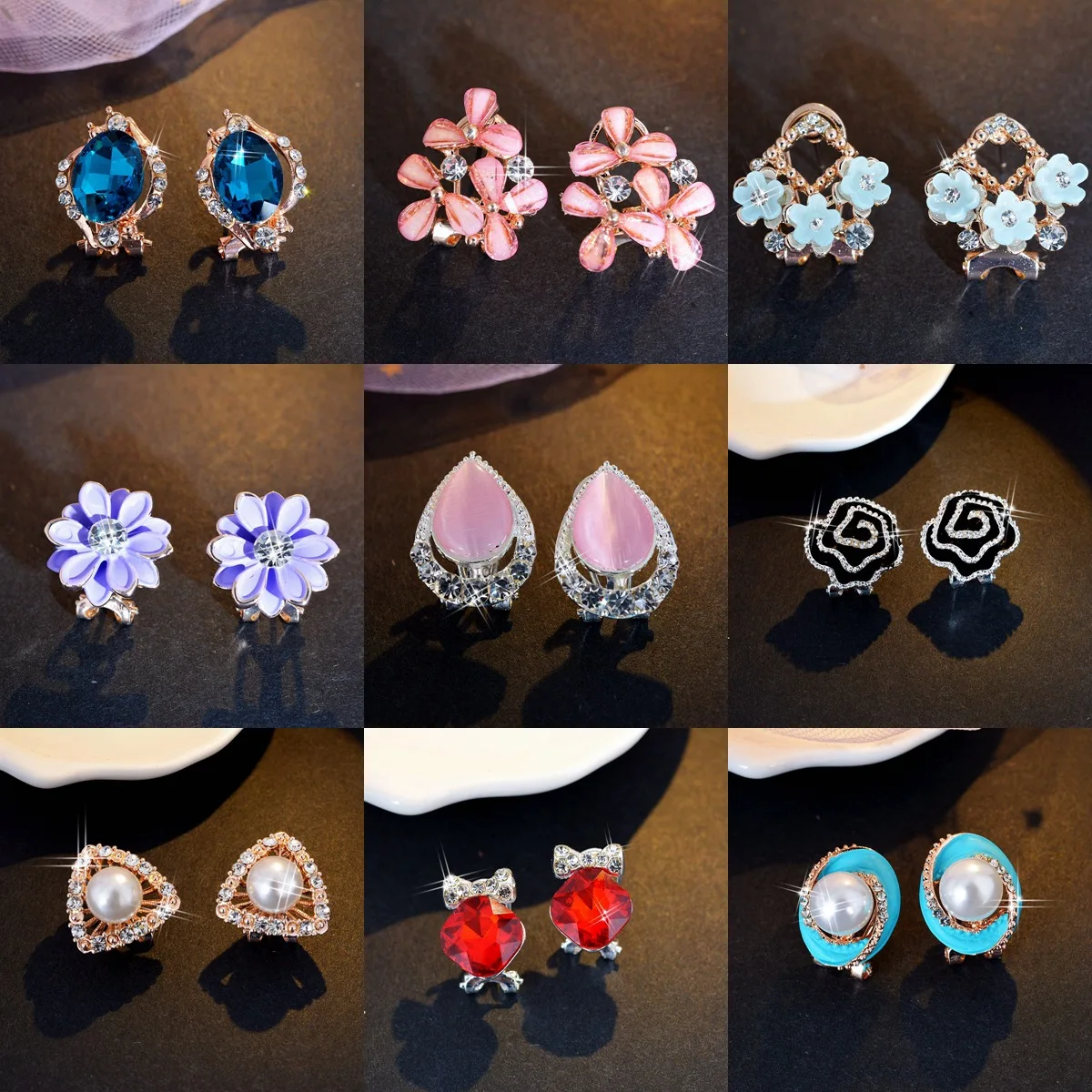 Женские серьги-гвоздики с разноцветными кристаллами 12/24/48 пар | Украшения и