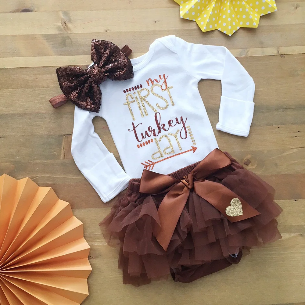 

Custom Girls 1st Thanksgiving Outfit personalized Newborn Turkey Day Bodysuit, Baby Holiday Bodysuit Outfit, Baby Shower Gift