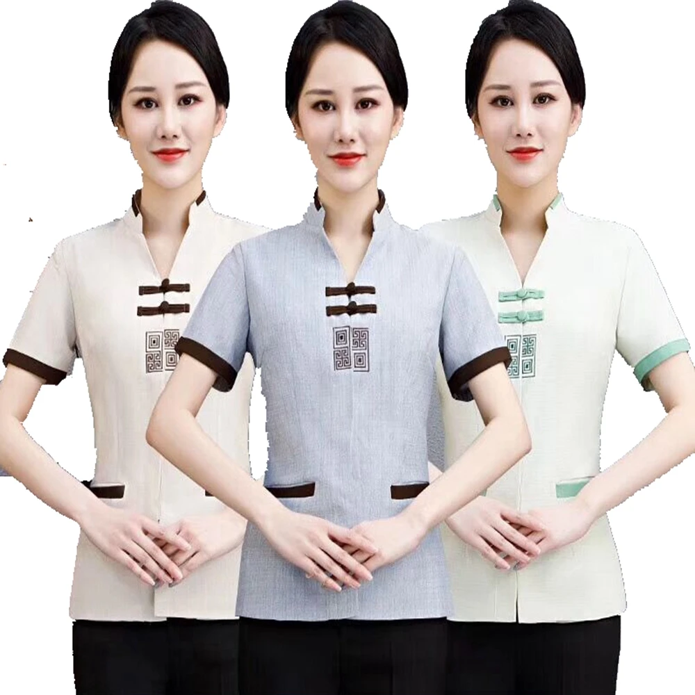 Униформа официанта для гостевой комнаты отеля с коротким рукавом женская одежда