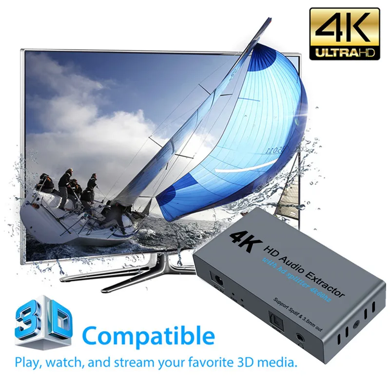 Аудио-разветвитель HDMI 1 вход 2 выхода HD 1x2 для HDTV PS4 4K аудио экстрактор 3 5 Джек с