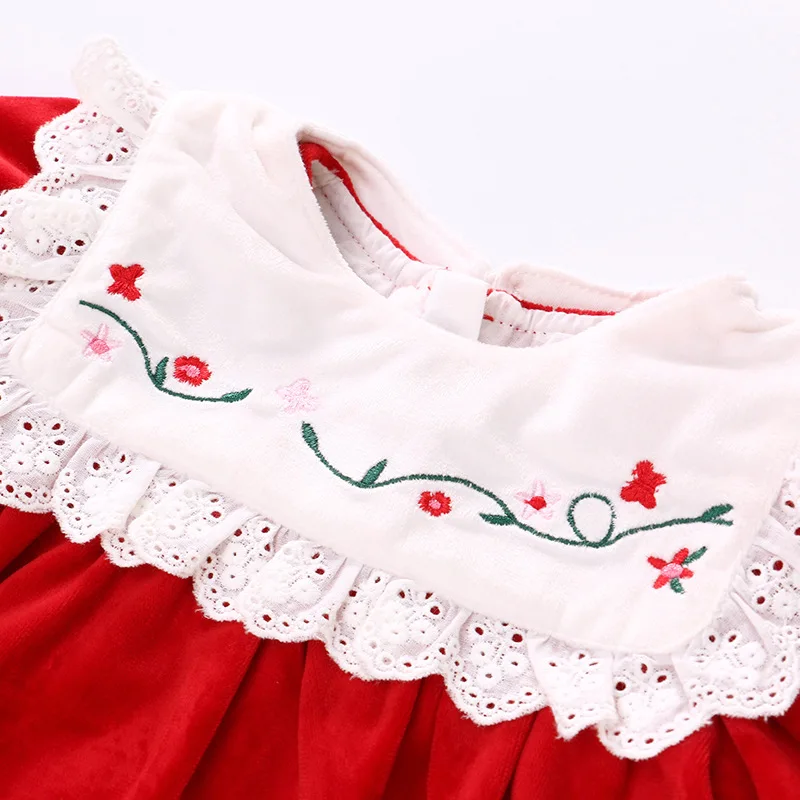 Женское кружевное платье с вышивкой Famuka красное бархатное принцессы для девочек