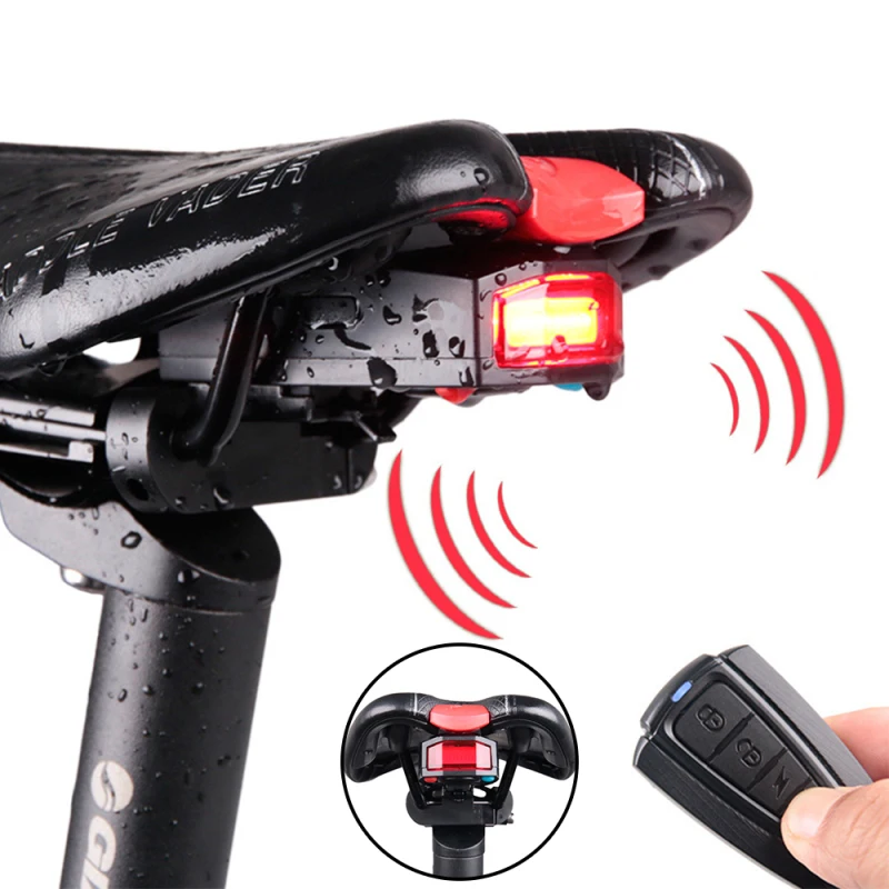 

Anti-theft Bike rear light Alarm Wireless Remote Control Taillights Lock Warner Waterproof rear Bicycle light Accessories