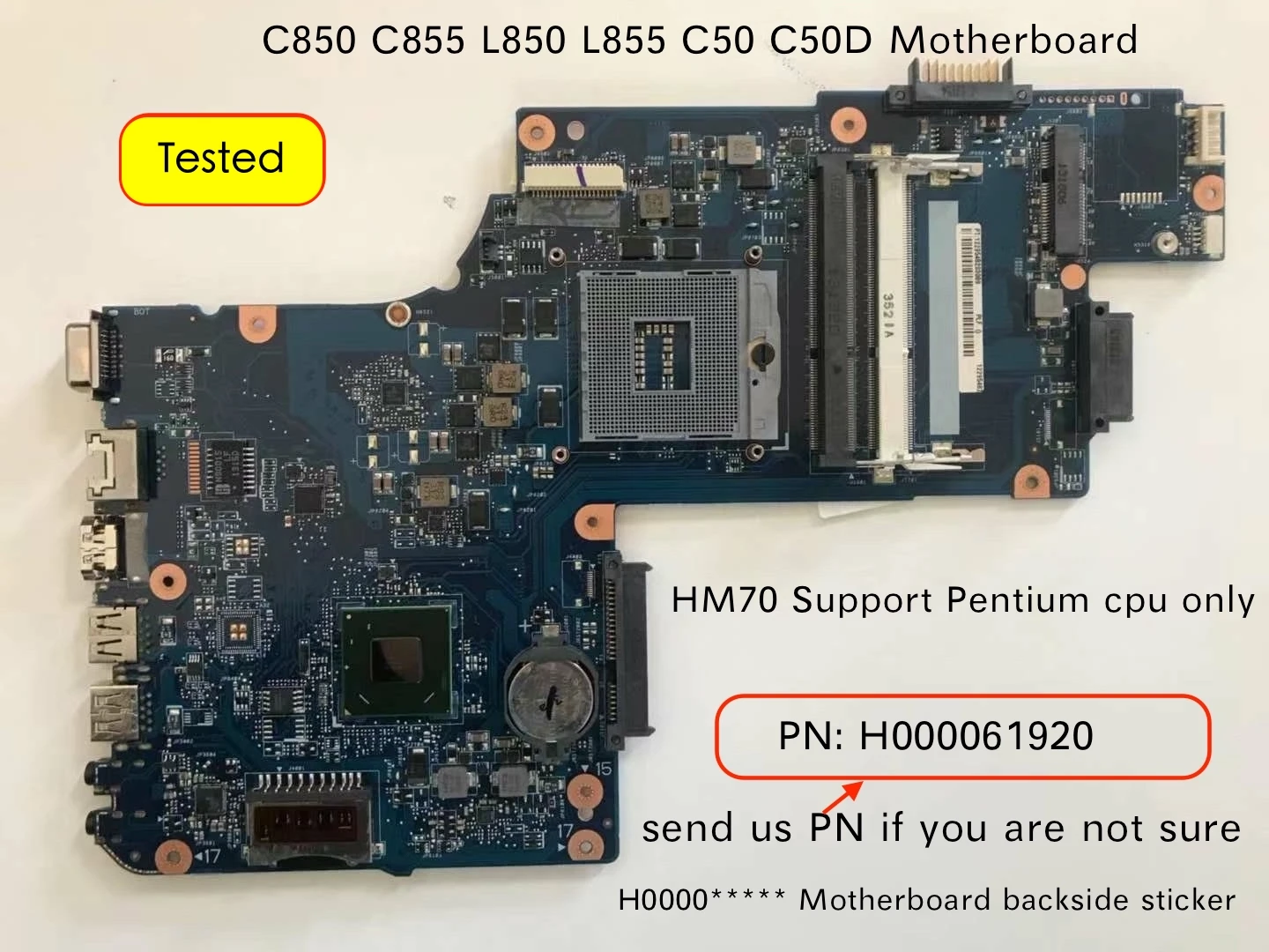 Оригинальная материнская плата для ноутбука Toshiba C50 C50D C850 C855 L850 L855 H000061920