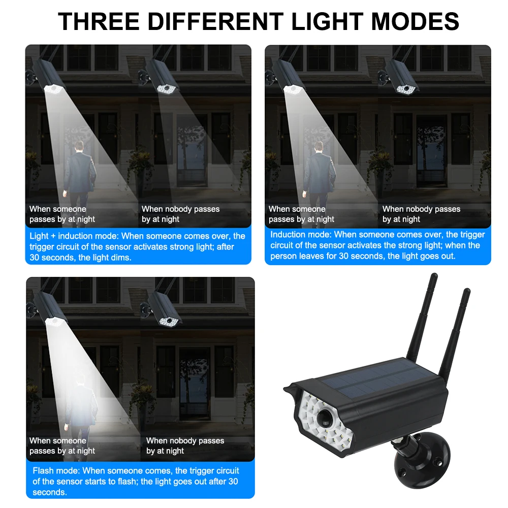 Фальшивый светильник на солнечной батарее с датчиком движения охранная Камера в