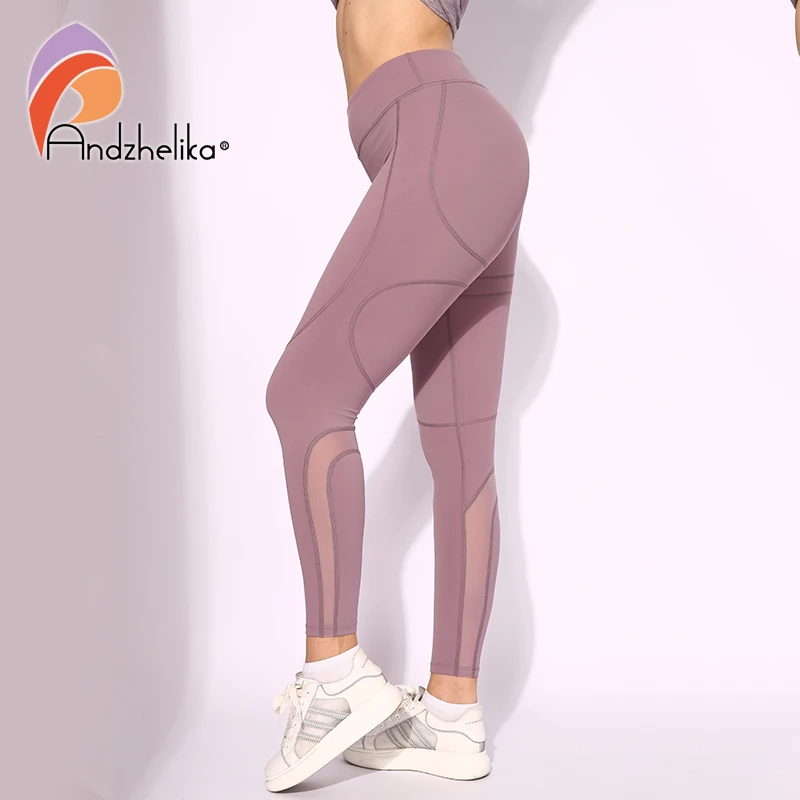Andzhelika супер мягкие хип Ап Йога Фитнес Брюки Тренажерный Зал Леггинсы для женщин