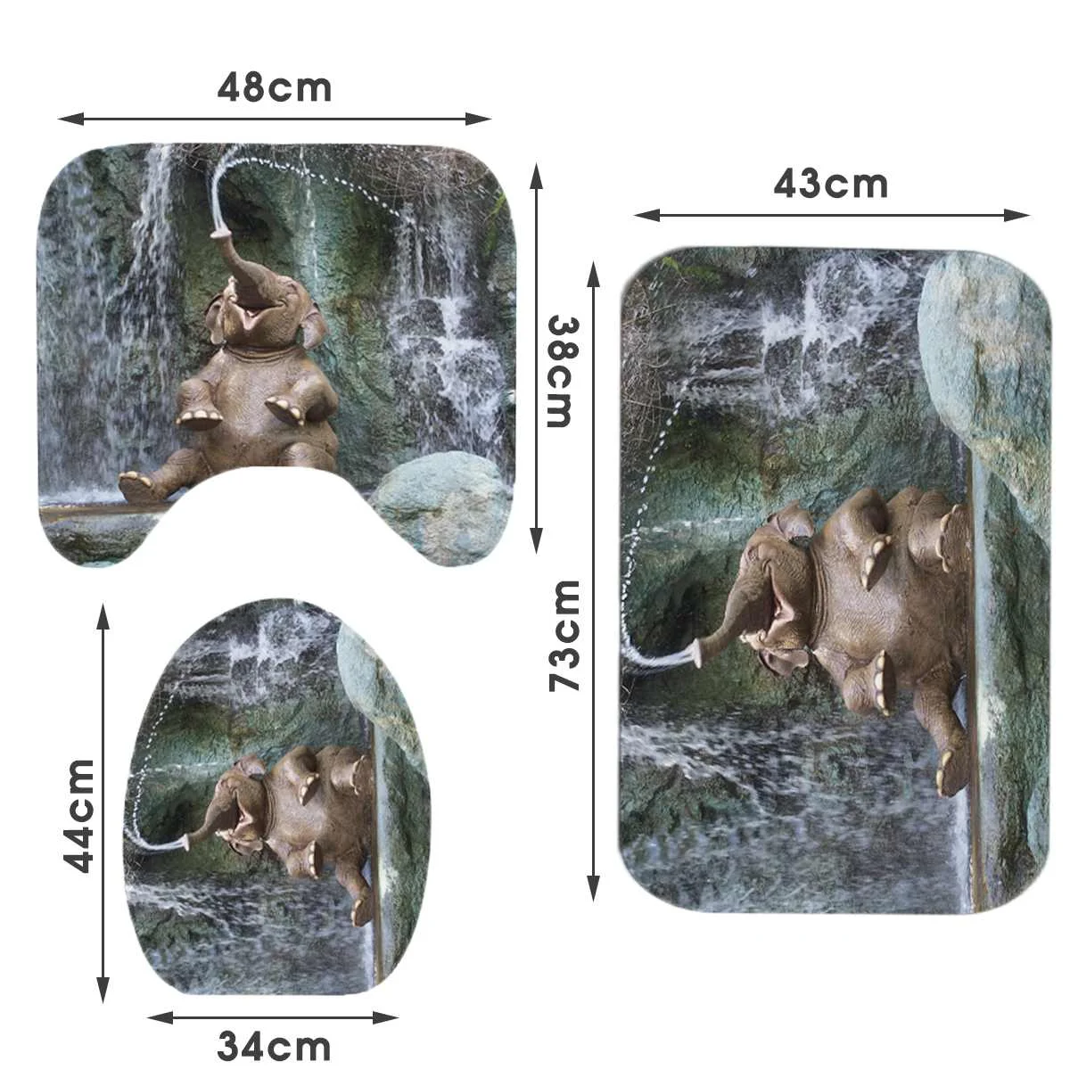 4 шт./компл. ванная комната набор 3D печать животных Слон занавеска для душа s ткань