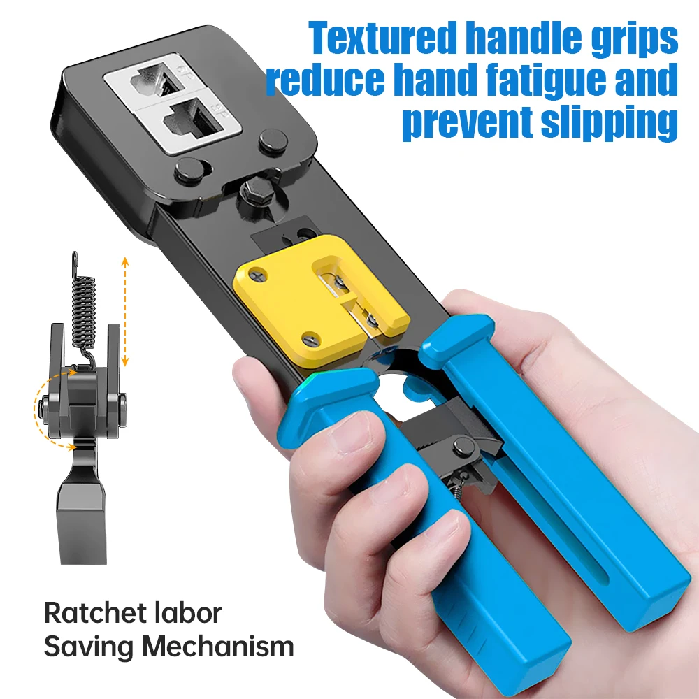 AMPCOM RJ45 Crimp Tool Pass Through Cat5 Cat5e Cat6 Crimper Cutter Stripper for RJ12 RJ11 8P 6P End connector | Компьютеры и офис