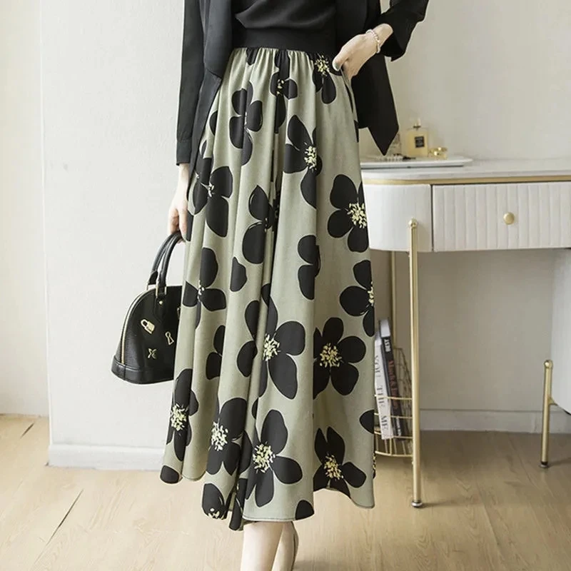 Свободная юбка с завышенной талией женская летняя 2021 воздушная обтягивающая