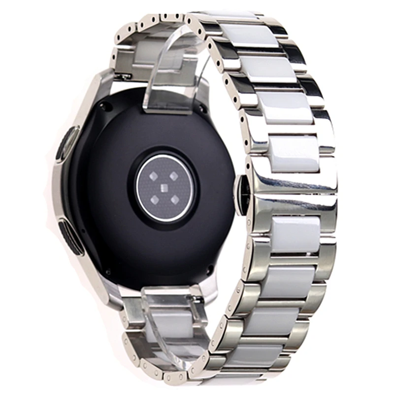 20 22mm Stainless Steel and Ceramic Watchbands for Samsung Galaxy S2 3 4 46 42mm Huawei XiaomiAMAZFIT Watch Strap Bracelet Belt