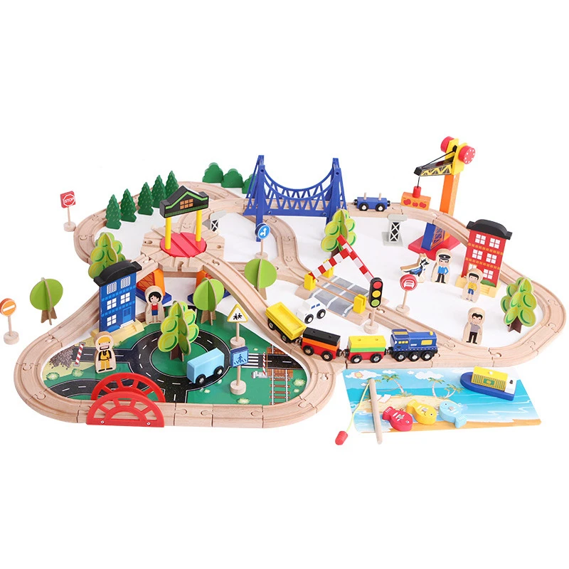 12 108 шт. деревянный Паровозик трек игрушки магические дорожки станция Мост