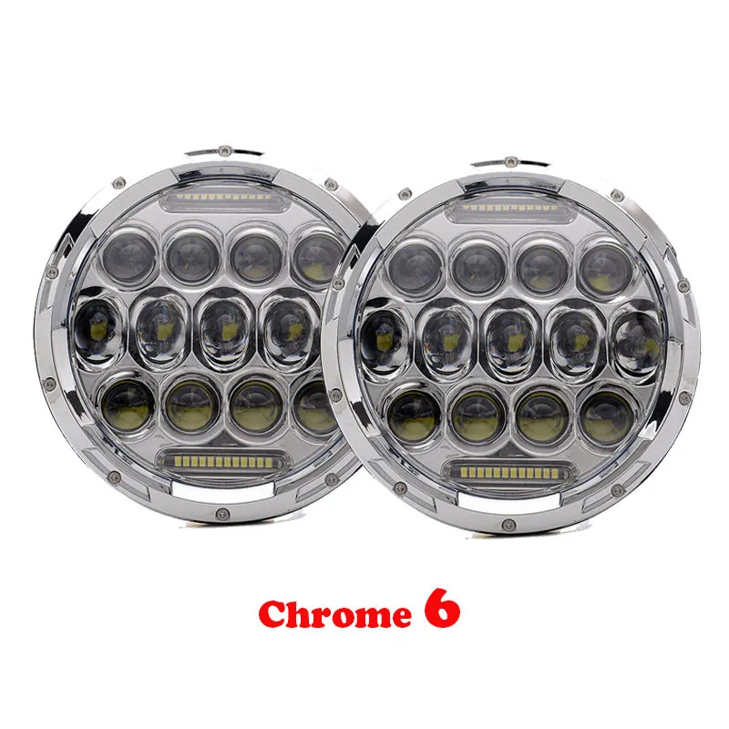 Chrome 6 75W Черный/хром 7 дюймов круглые светодиодные фары DRL для Lada 4x4 urban Niva UAZ Hunter для Jeep wrangler Toyota FJ Cruiser налобный фонарь - Цвет: Chrome 6 75W