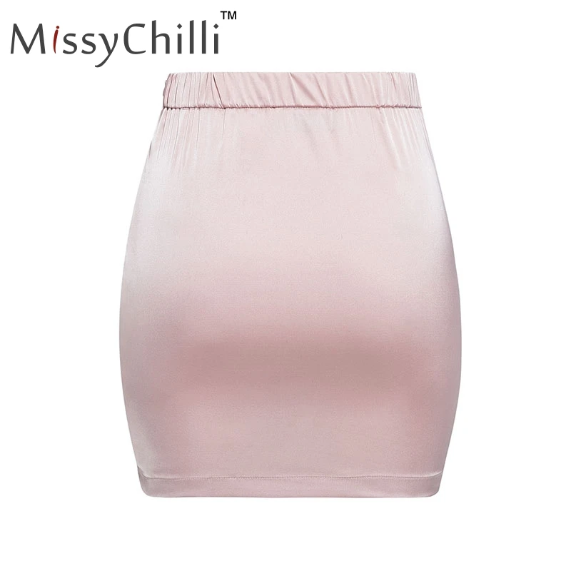 MissyChilli атласная плиссированная женская розовая юбка с высокой талией в стиле