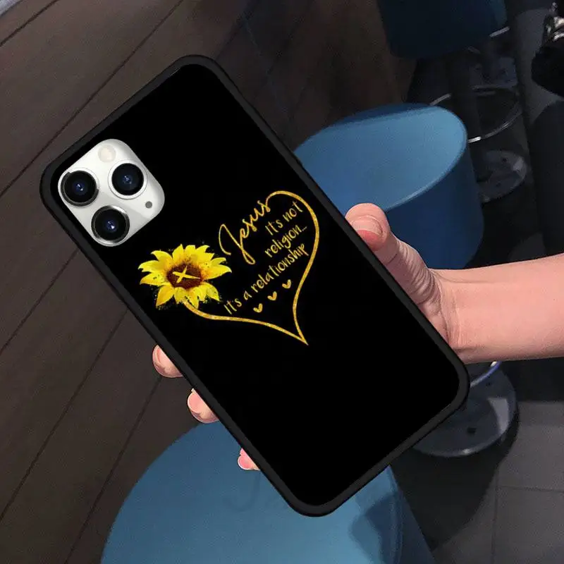 

Sunflower Jesus Christ daisy love Phone Case For iphone 7 8 12 11 XR XS pro Max Mini plus Soft silicone cover shell funda