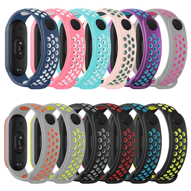 Ремешок силиконовый для Mi band 6 сменный спортивный браслет 4 5 xiaomi 3 | Наручные часы
