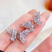 ydl silver needle earrings exquisite shine simple temperament butterfly glamour romantic bling accessories jewelry pendant