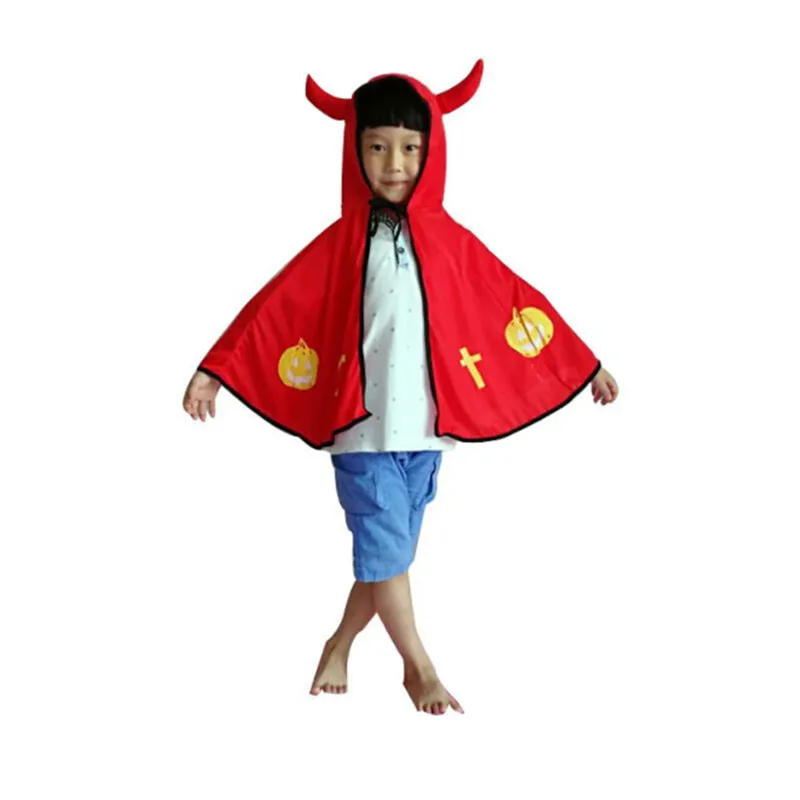 

Halloween Supplies Horn Cloak Children's Dance Party Performance Costume Devil Witch Cloak Halloween Decor