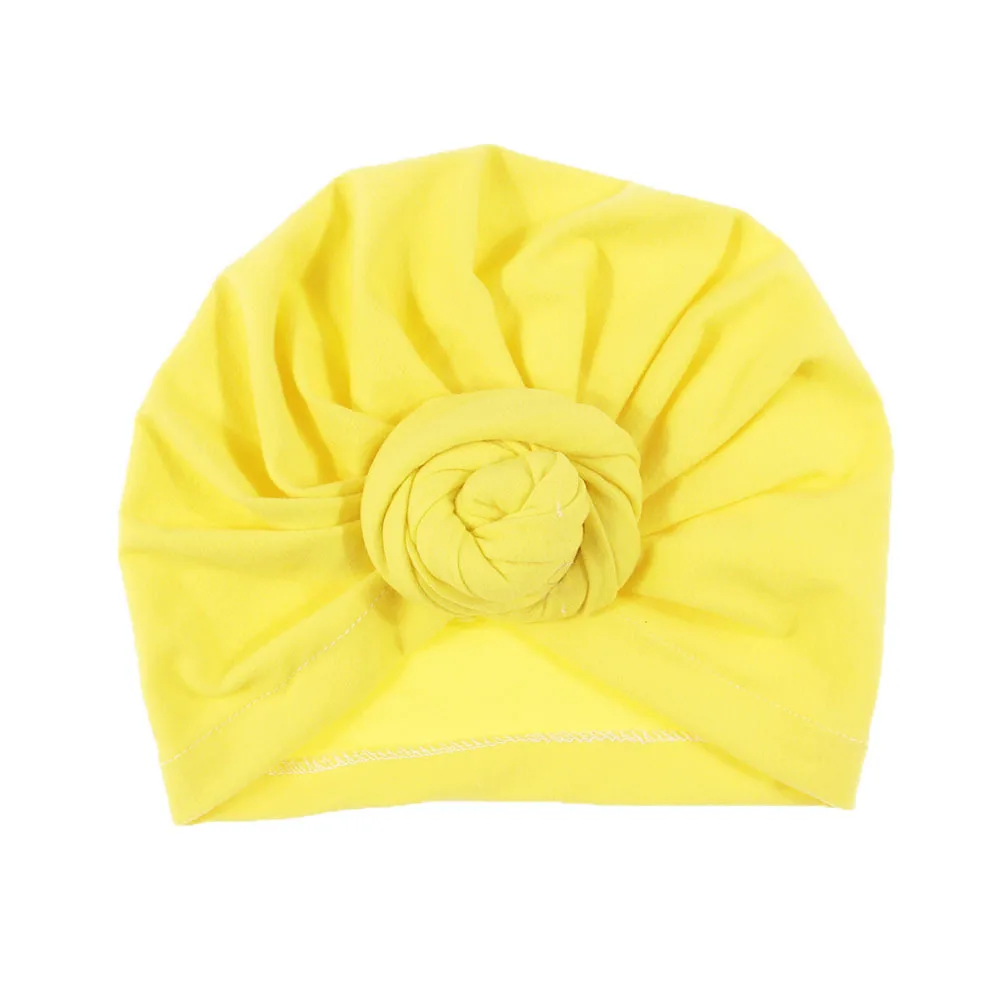 12knot baby yellow Nishine детская шапочка-тюрбан с бантом Детские шапки Хлопок Смесь шапка для новорожденного Топ узел шапки Дети реквизит для фотосессии подарок для ребенка - Цвет: 12knot baby yellow