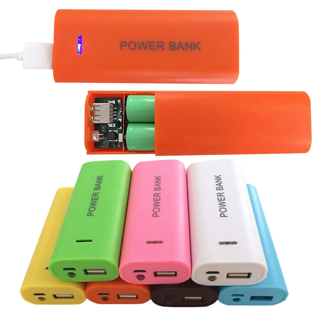 Модный внешний аккумулятор ярких цветов на 5600 мАч 2x18650 USB чехол для зарядного