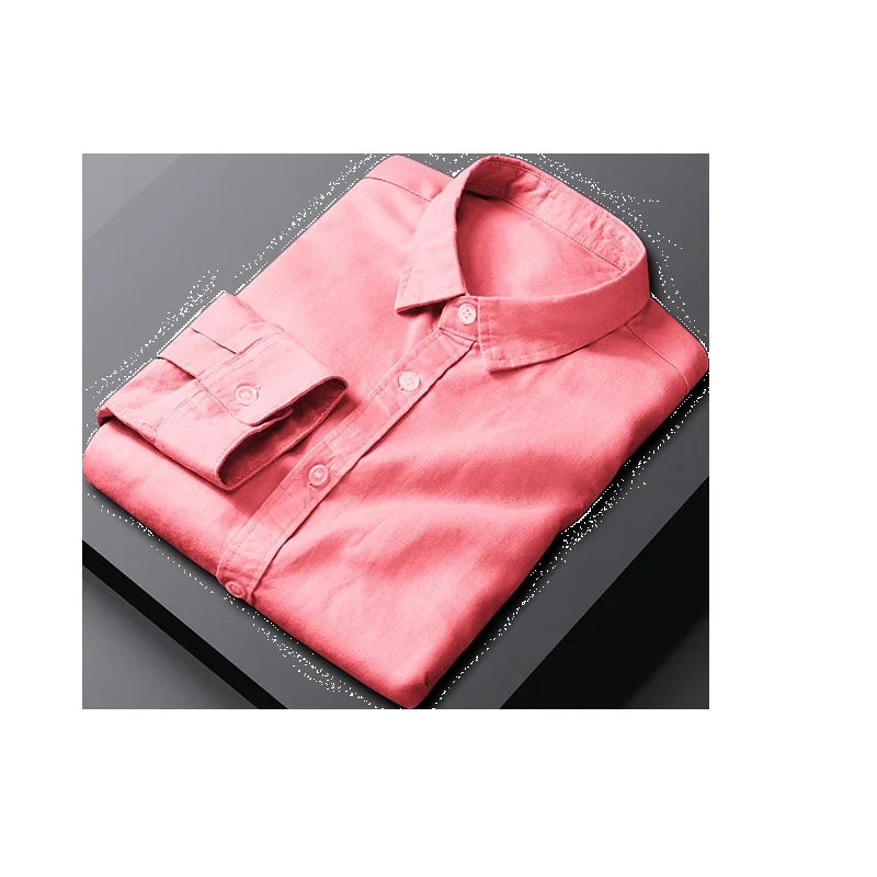 

2021 Men's Spring/Summer New Fashion Trend Linen Shirt Youth Casual Long Sleeve Shirt