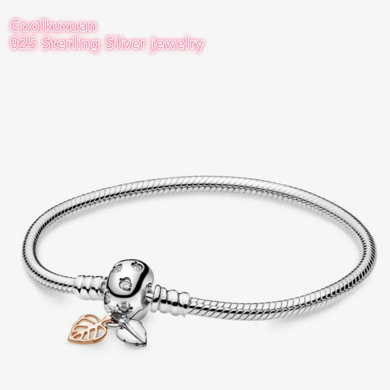 

Браслет-цепочка в виде листьев и змеи, из серебра 100% пробы