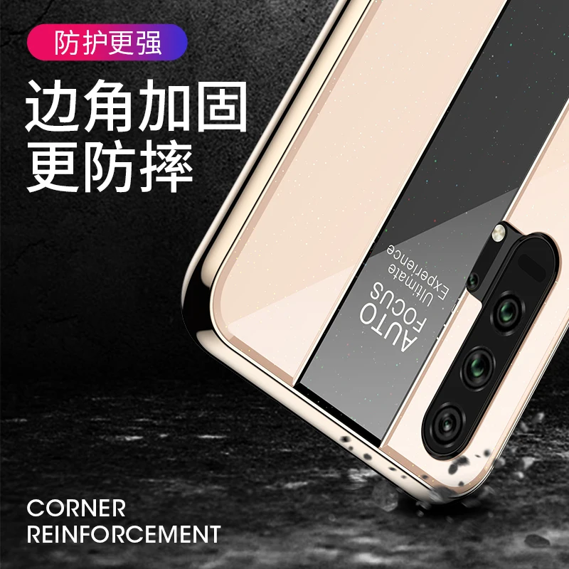 Porsche Cases For Huawei Honor 20 Pro Case Plating Tempered Glass Back Capa+Soft TPU Edge Phone Cover Nova 5 5i Funda | Мобильные
