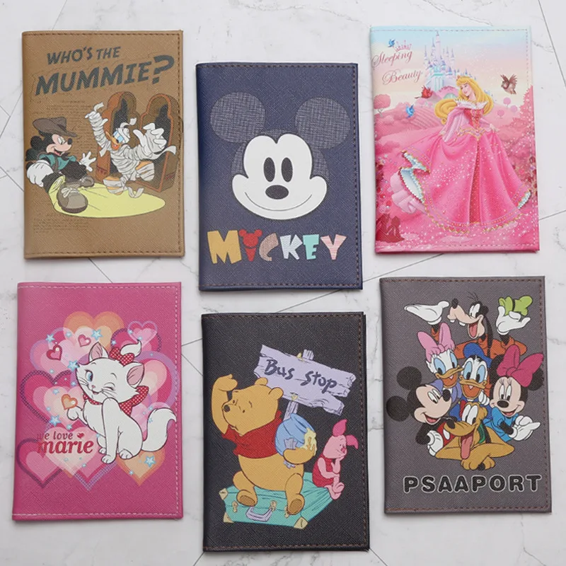 Disney Микки Маус стерео держатель карты Обложка на паспорт Минни ID карты набор паспорта держатель визитница Кошелек для монет, карт
