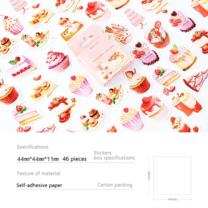 46 шт./корт. Наклейки серии с изображениями десертов наклейки для дневника в стиле