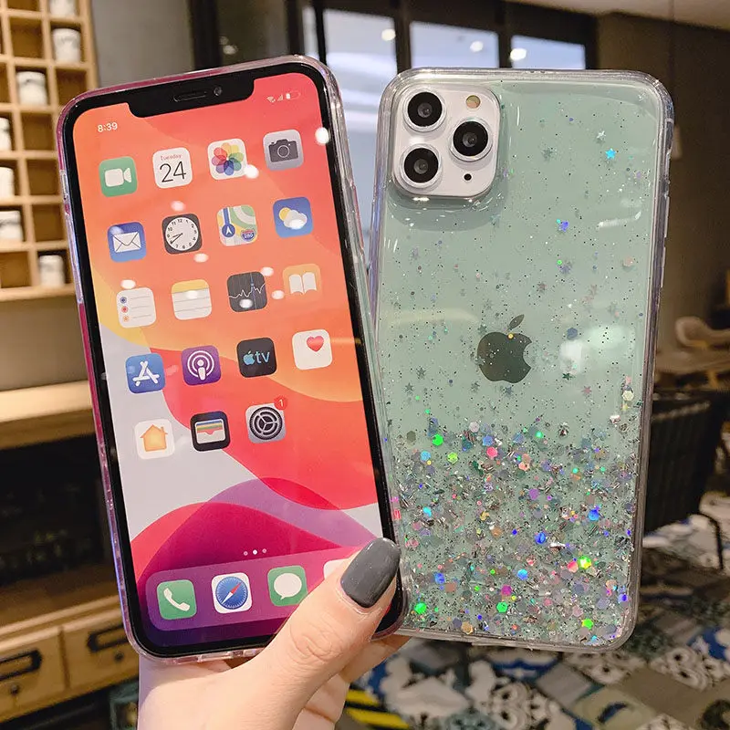 Блестящий чехол с блестками для Xiaomi Redmi Note 7 5 6 8 Pro Mi8 Mi9 A2 Lite 6X SE 9T 8A Прозрачный